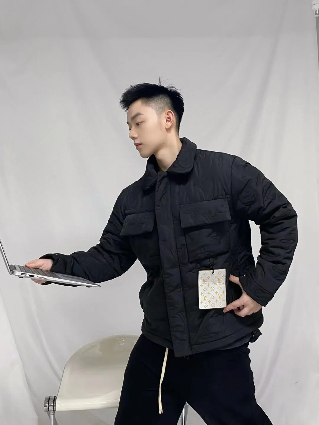 Louis Vuitton/Louis Vuitton Presbyopia light soft quilted belted jacket cotton coat